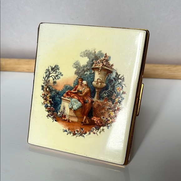 Colibri Compact Card Cigarette Case Courting Couples Park Lane Gold England - Picture 1 of 15